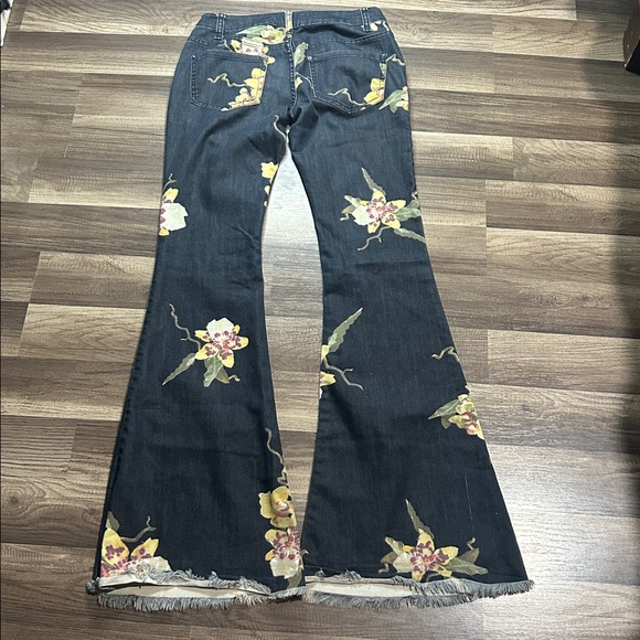 Free People Dark Floral Flare Jeans - Picture 4 of 6